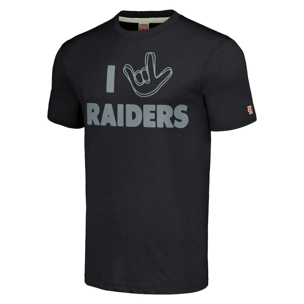 Homage Unisex The NFL ASL Collection by Love Sign Tri-Blend T-Shirt - Las Vegas Raiders T-shirts