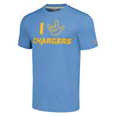Homage Unisex The NFL ASL Collection by Love Sign Tri-Blend T-Shirt - Los Angeles Chargers T-shirts