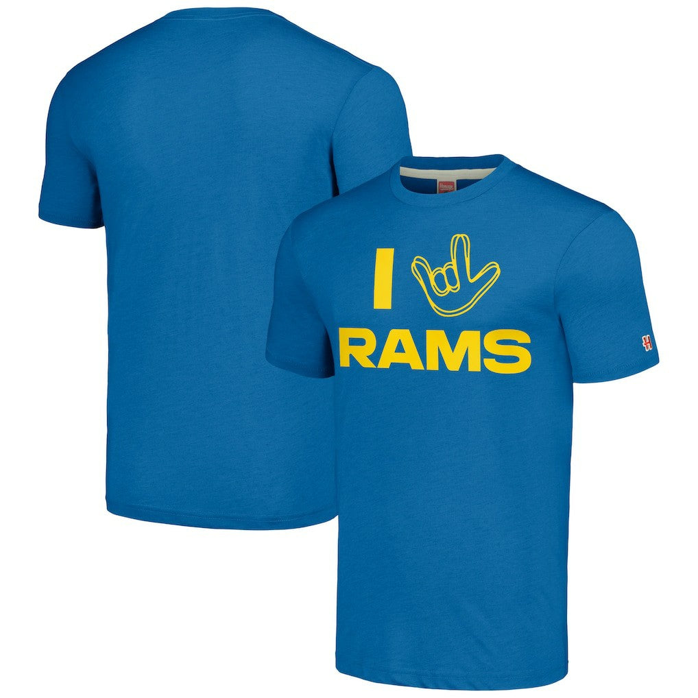 Homage Unisex The NFL ASL Collection by Love Sign Tri-Blend T-Shirt - Los Angeles Rams T-shirts