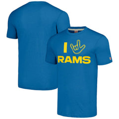 Homage Unisex The NFL ASL Collection by Love Sign Tri-Blend T-Shirt - Los Angeles Rams T-shirts