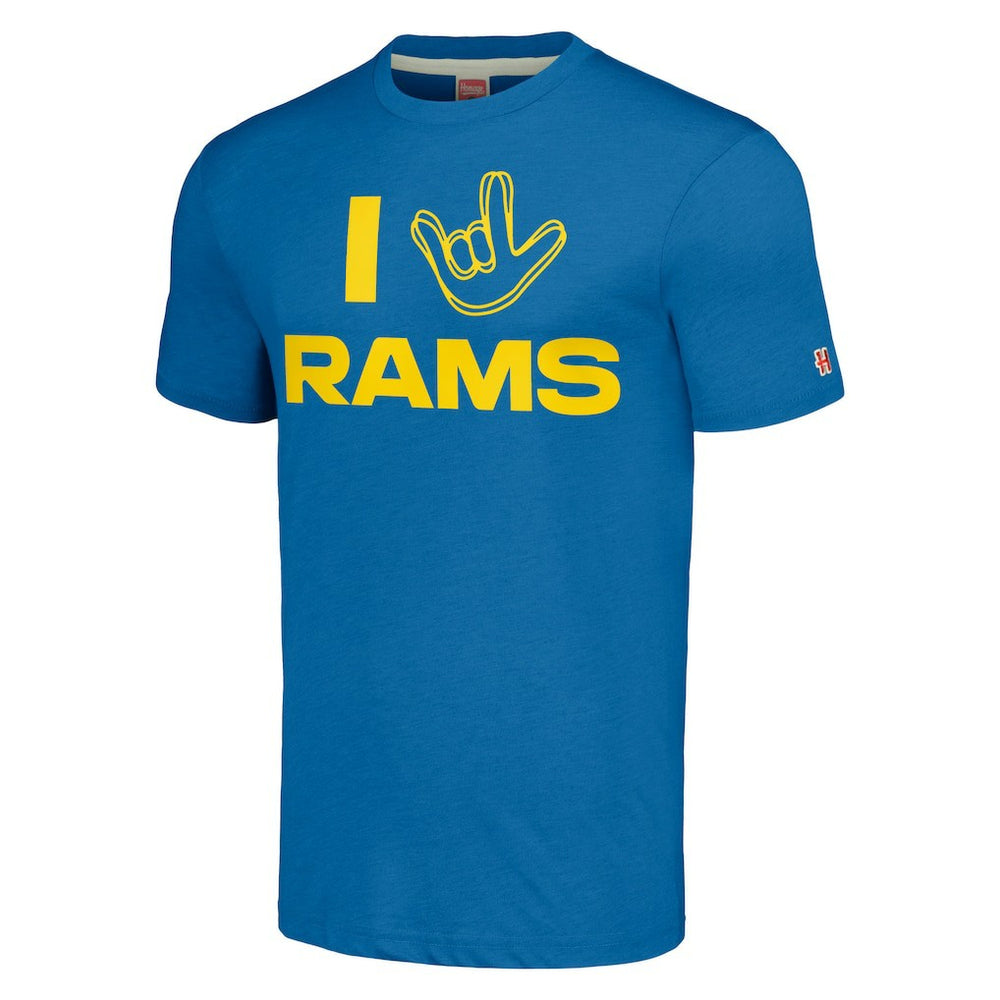 Homage Unisex The NFL ASL Collection by Love Sign Tri-Blend T-Shirt - Los Angeles Rams T-shirts
