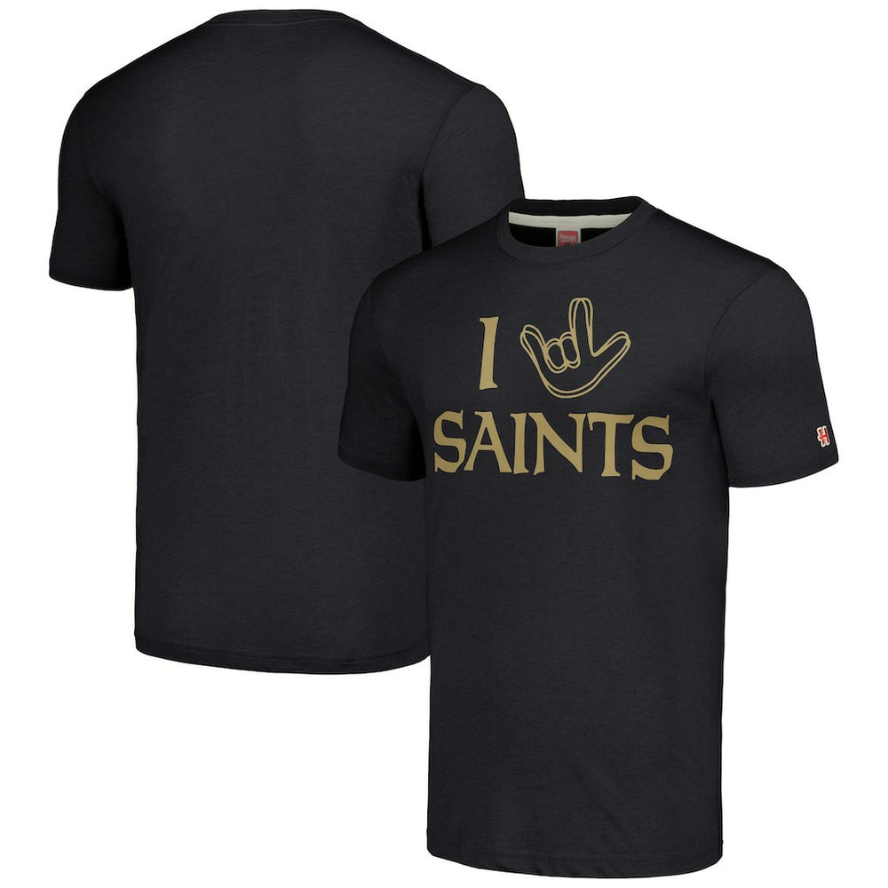 Homage Unisex The NFL ASL Collection by Love Sign Tri-Blend T-Shirt - New Orleans Saints T-shirts