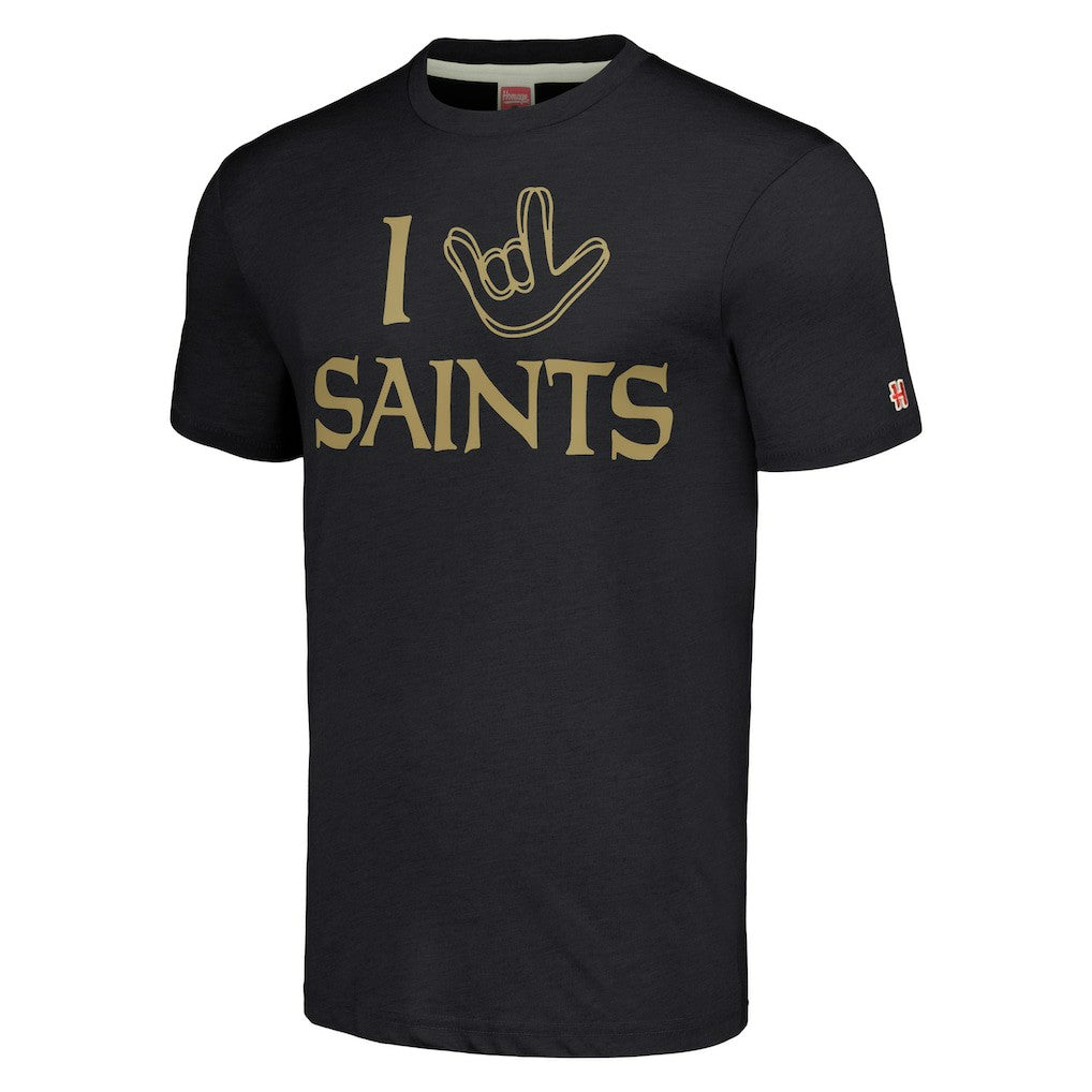 Homage Unisex The NFL ASL Collection by Love Sign Tri-Blend T-Shirt - New Orleans Saints T-shirts