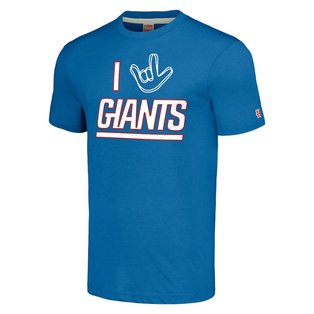 Homage Unisex The NFL ASL Collection by Love Sign Tri-Blend T-Shirt - New York Giants T-shirts