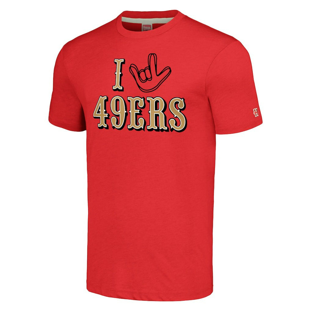 Homage Unisex The NFL ASL Collection by Love Sign Tri-Blend T-Shirt - San Francisco 49ers T-shirts