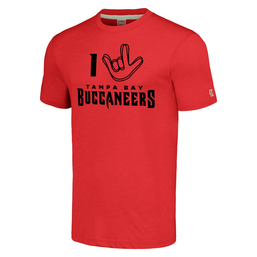 Homage Unisex The NFL ASL Collection by Love Sign Tri-Blend T-Shirt - Tampa Bay Buccaneers T-shirts