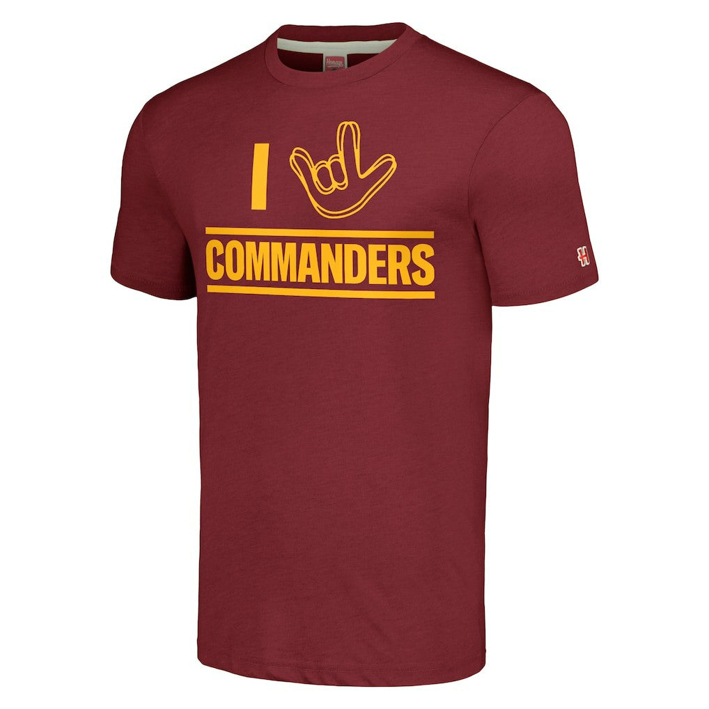 Homage Unisex The NFL ASL Collection by Love Sign Tri-Blend T-Shirt - Washington Commanders T-shirts