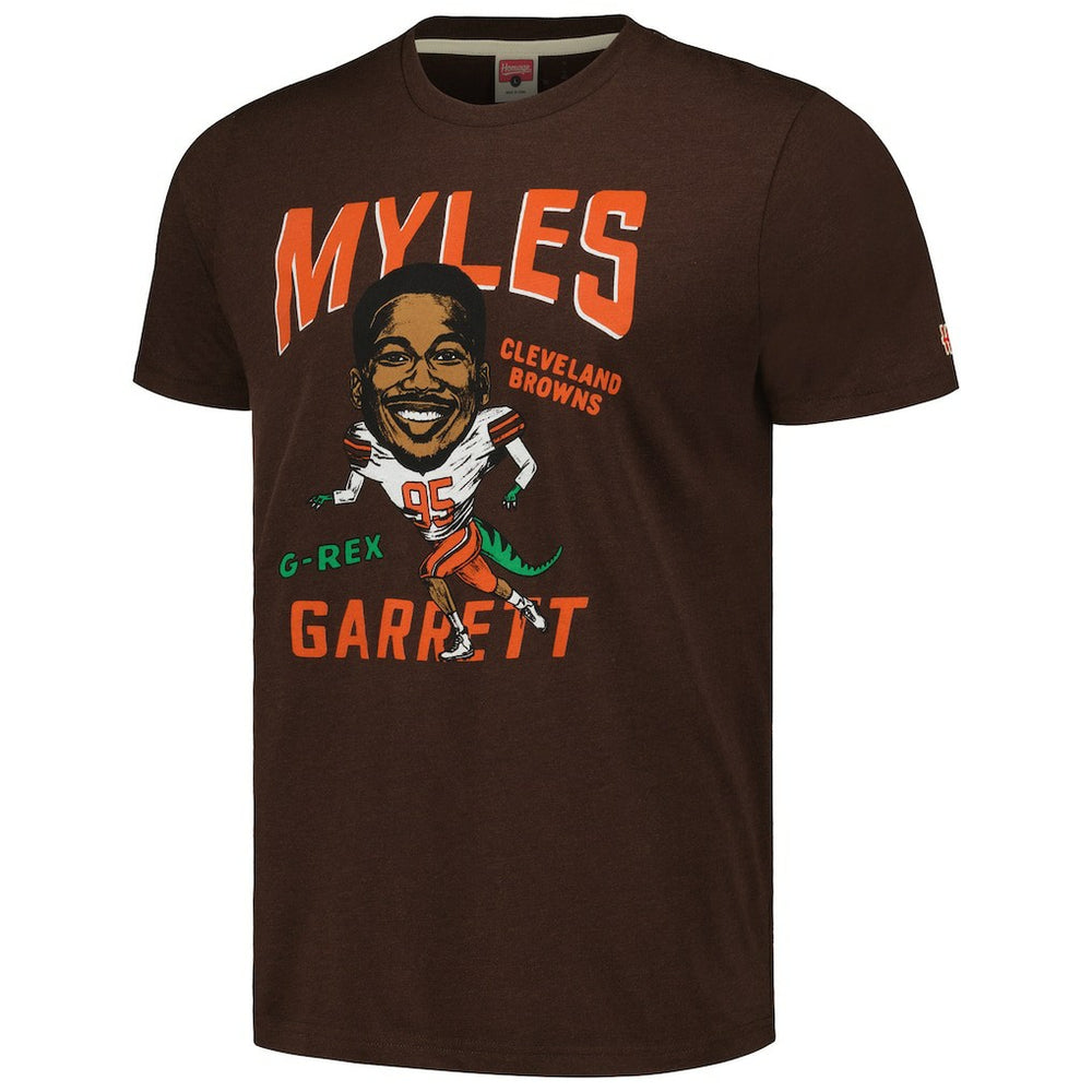 Myles Garrett  Homage Unisex Caricature Player Tri-Blend T-Shirt - Cleveland Browns T-shirts