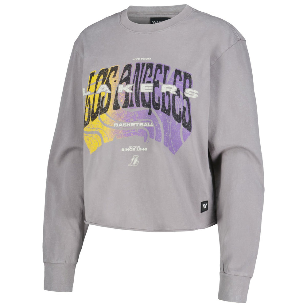 Los Angeles Lakers The Wild Collective Women's Band Cropped Long Sleeve T-Shirt