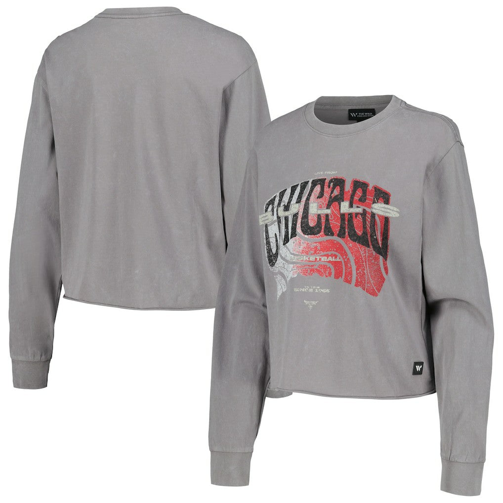 Chicago Bulls The Wild Collective Women's Band Cropped Long Sleeve T-Shirt sale