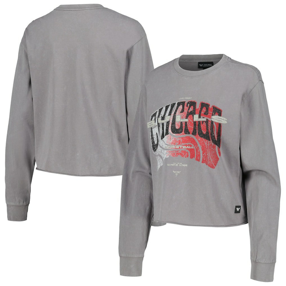 Chicago Bulls The Wild Collective Women's Band Cropped Long Sleeve T-Shirt sale