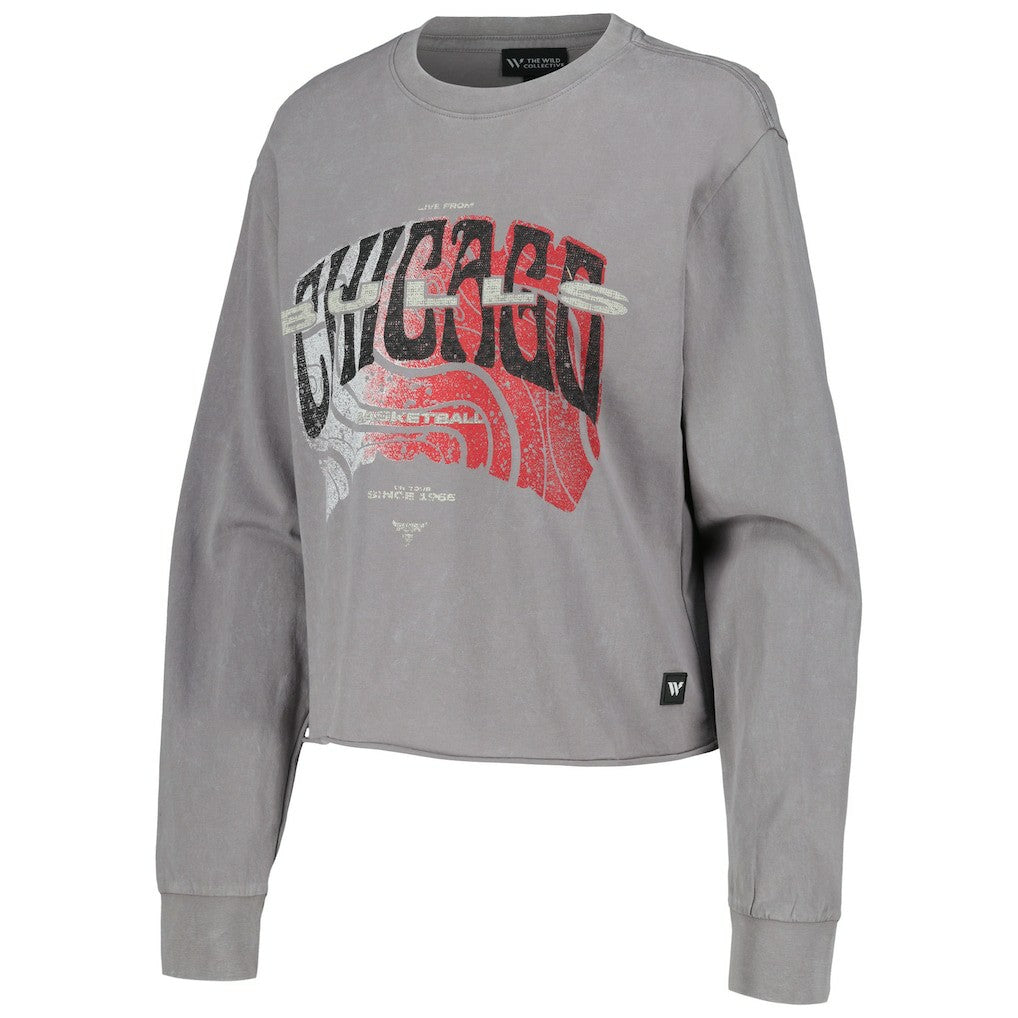 Chicago Bulls The Wild Collective Women's Band Cropped Long Sleeve T-Shirt sale