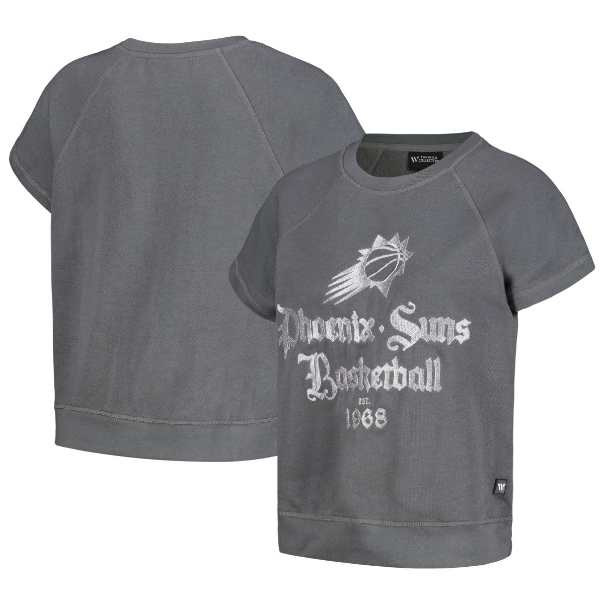 Phoenix Suns The Wild Collective Women's Embroidered Fleece Raglan Short Sleeve Pullover Sweatshirt