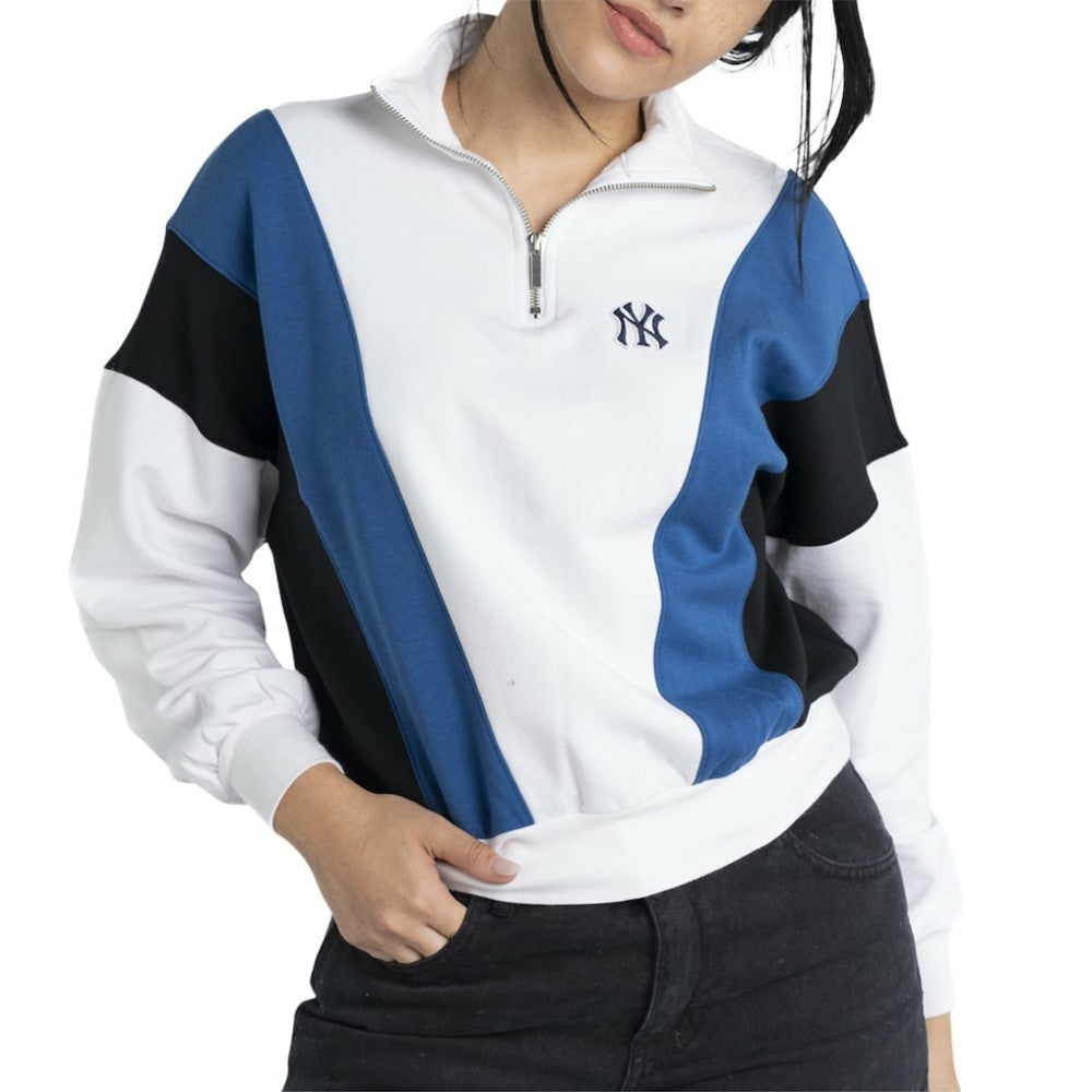 White New York Yankees Lusso Women's Malia Quarter-Zip Sweatshirt