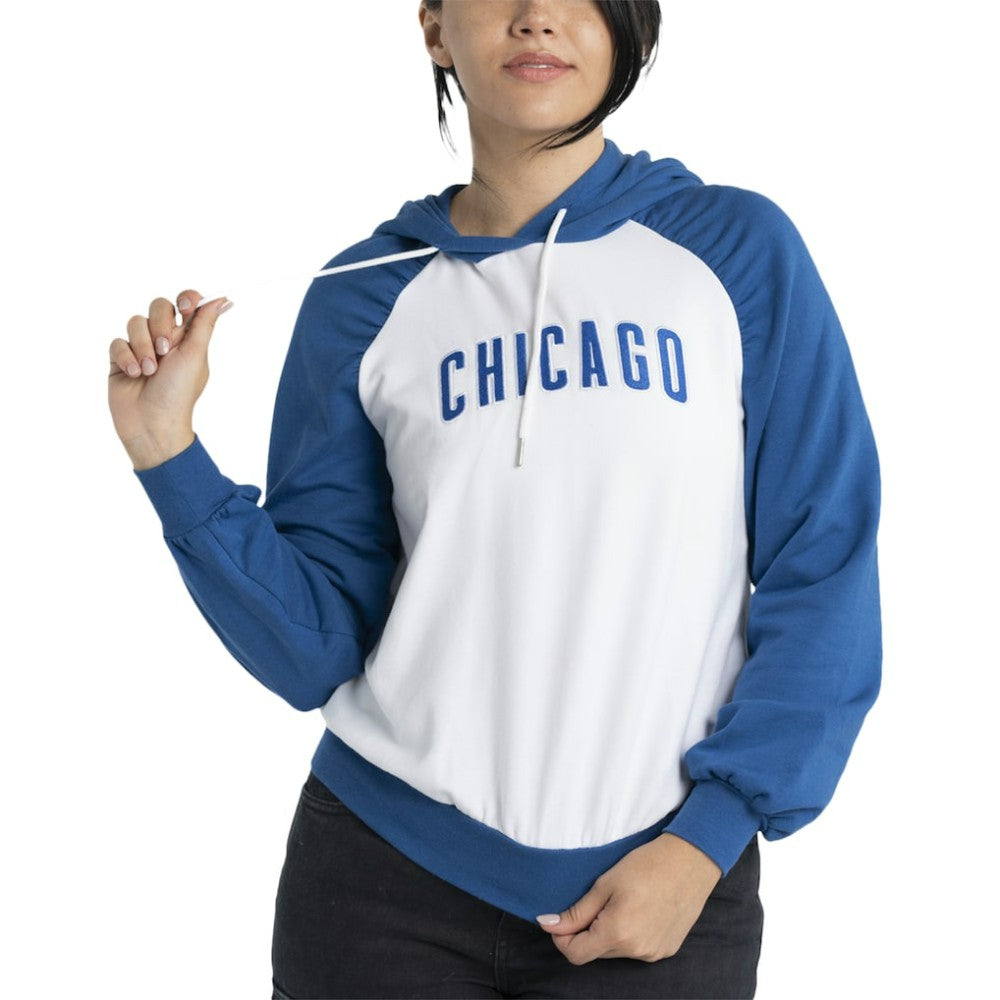 White Chicago Cubs Lusso Women's Marlowe Tri-Blend Raglan Pullover Hoodie