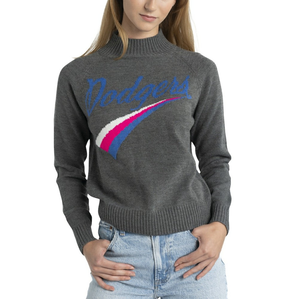 Gray Los Angeles Dodgers Lusso Women's Serena Raglan Pullover Sweater