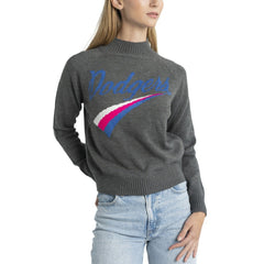 Gray Los Angeles Dodgers Lusso Women's Serena Raglan Pullover Sweater