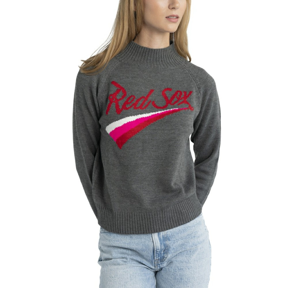 Gray Boston Red Sox Lusso Women's Serena Raglan Pullover Sweater