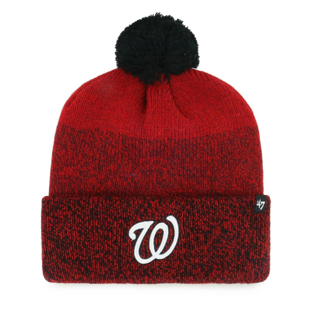 Red Washington Nationals '47 Darkfreeze Cuffed Knit Hat with Pom