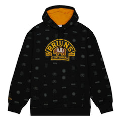 NHL Boston Bruins Mitchell & Ness 100th Anniversary Allover Print Pullover Hoodie