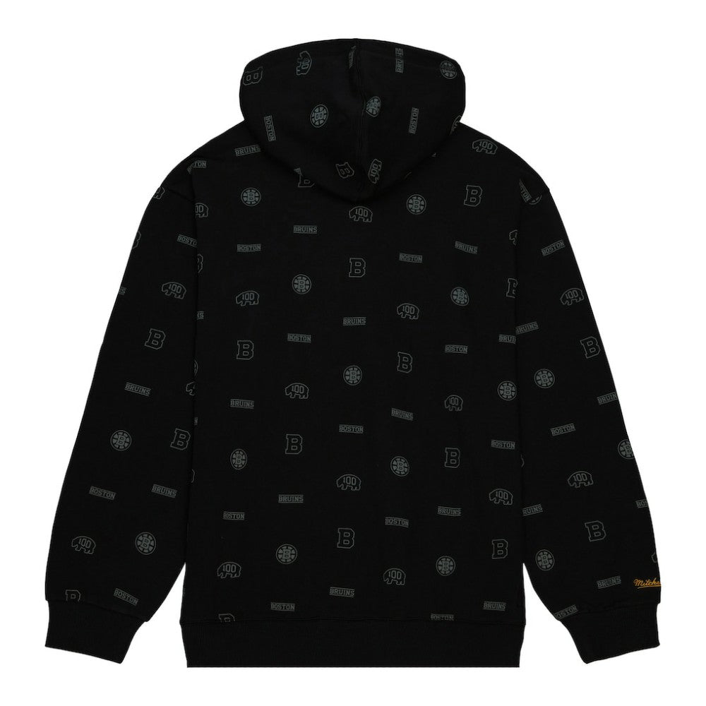 NHL Boston Bruins Mitchell & Ness 100th Anniversary Allover Print Pullover Hoodie