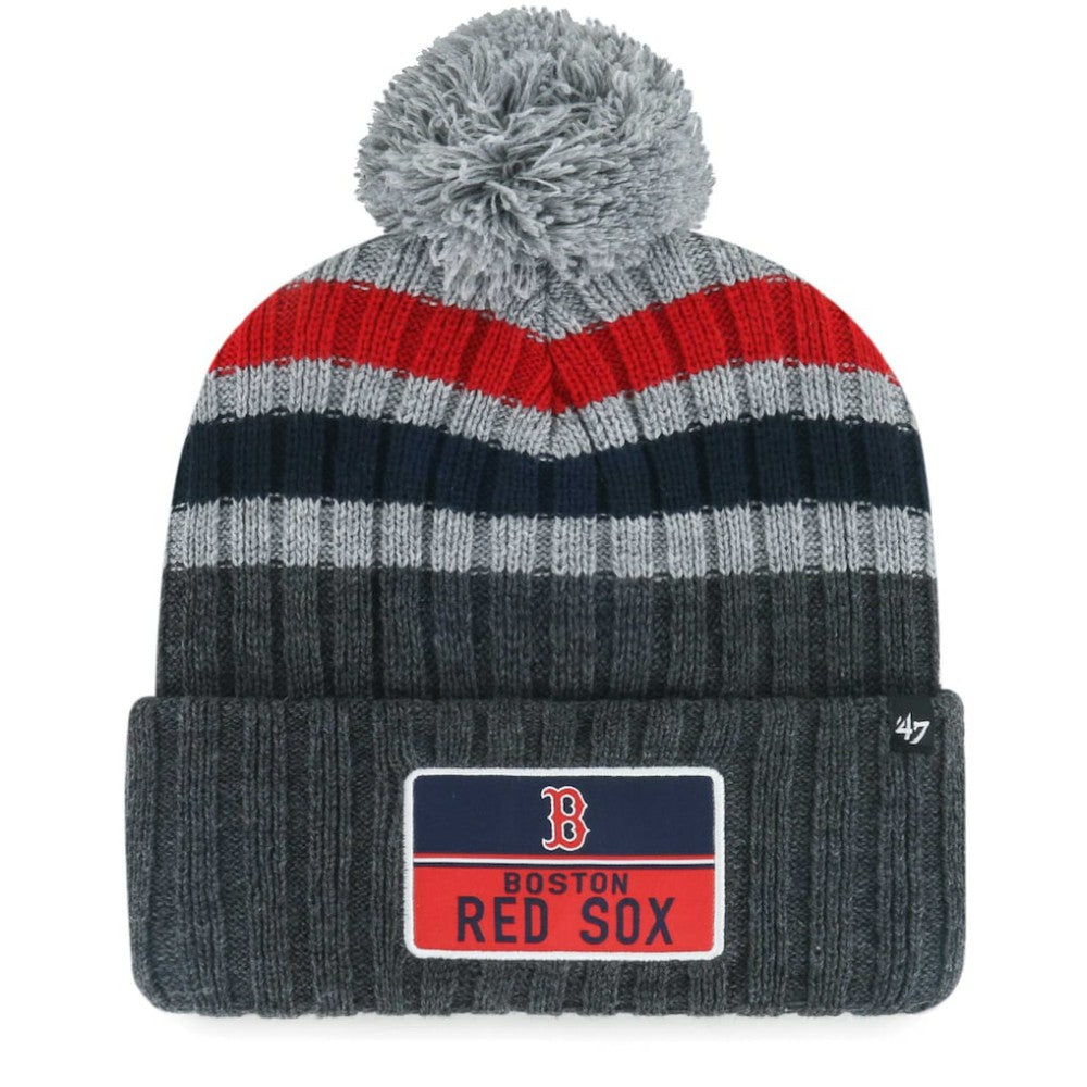 Gray Boston Red Sox '47 Stack Cuffed Knit Hat with Pom