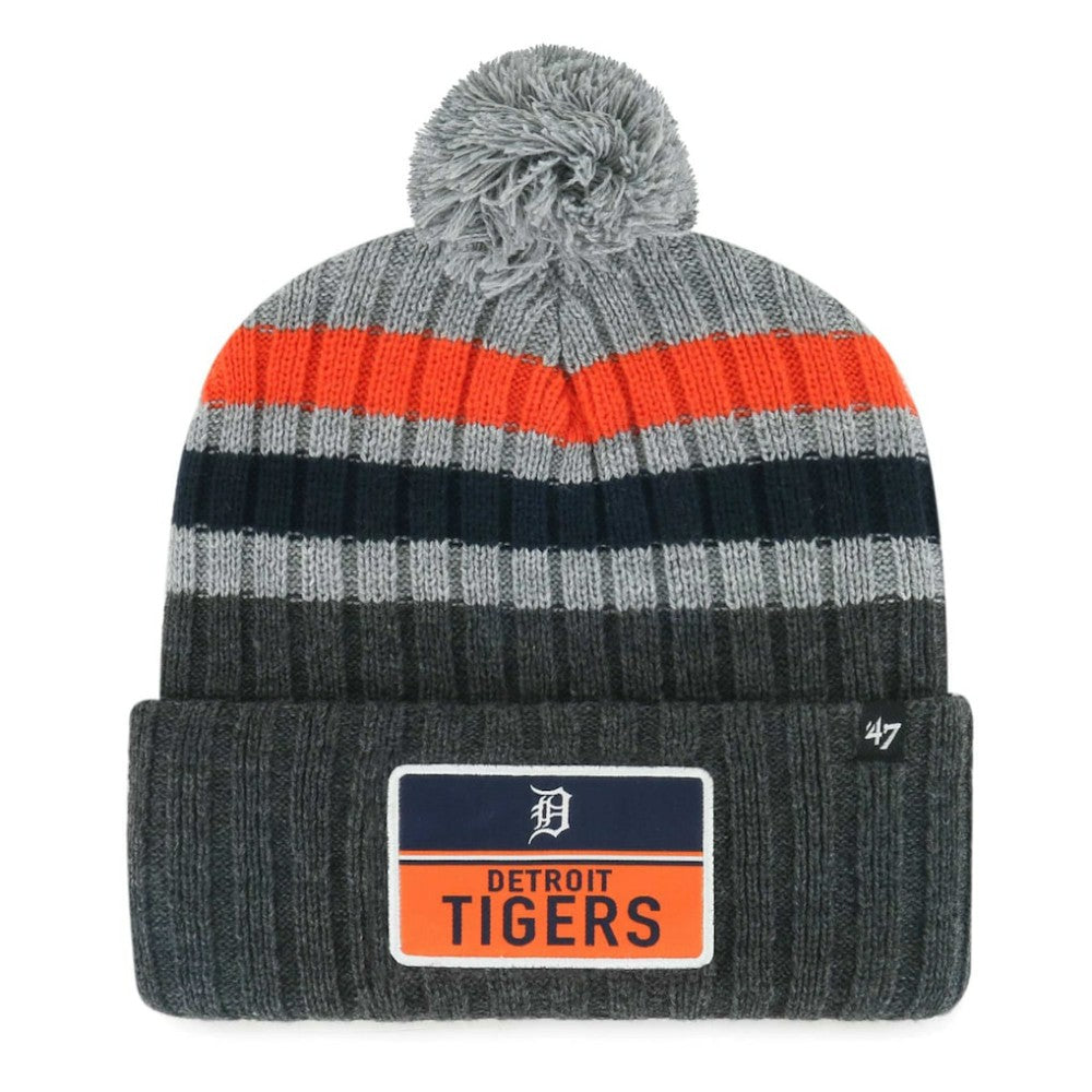 Gray Detroit Tigers '47 Stack Cuffed Knit Hat with Pom