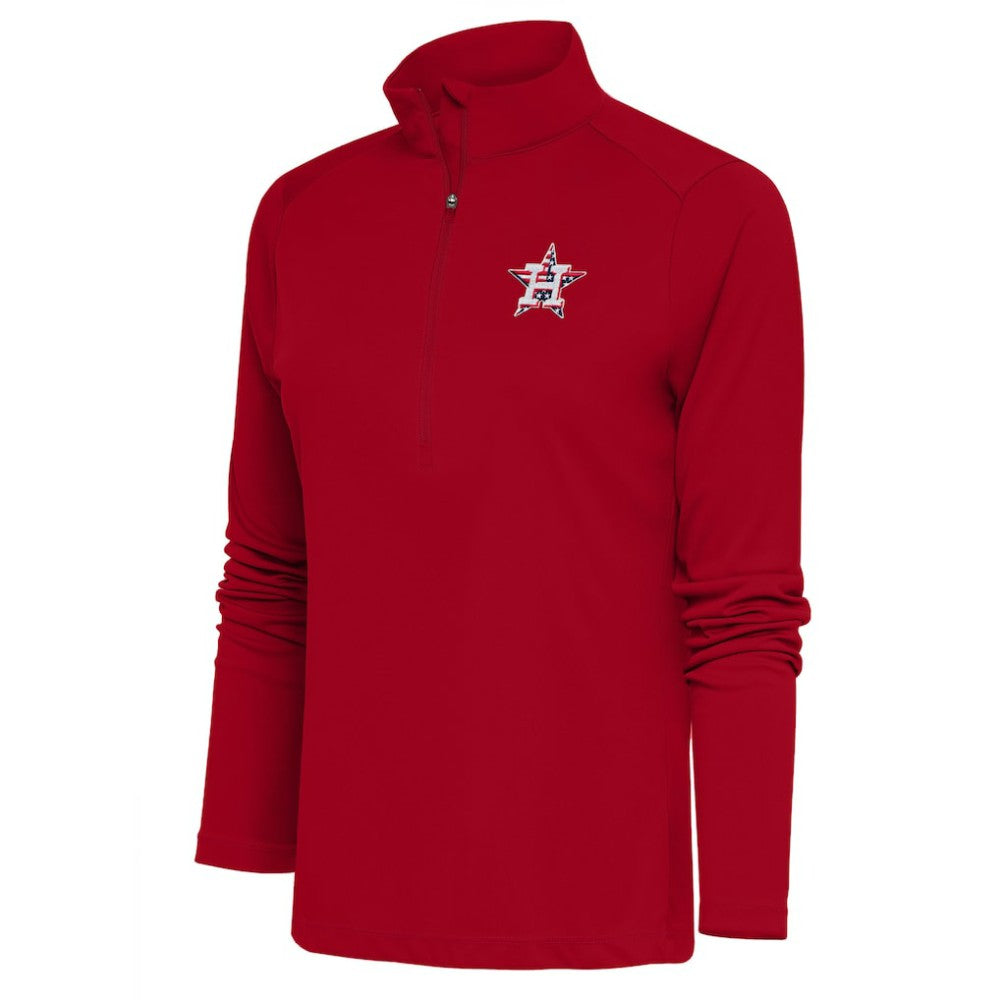 Red Houston Astros Antigua Women's Patriotic Tribute Half-Zip Pullover Top