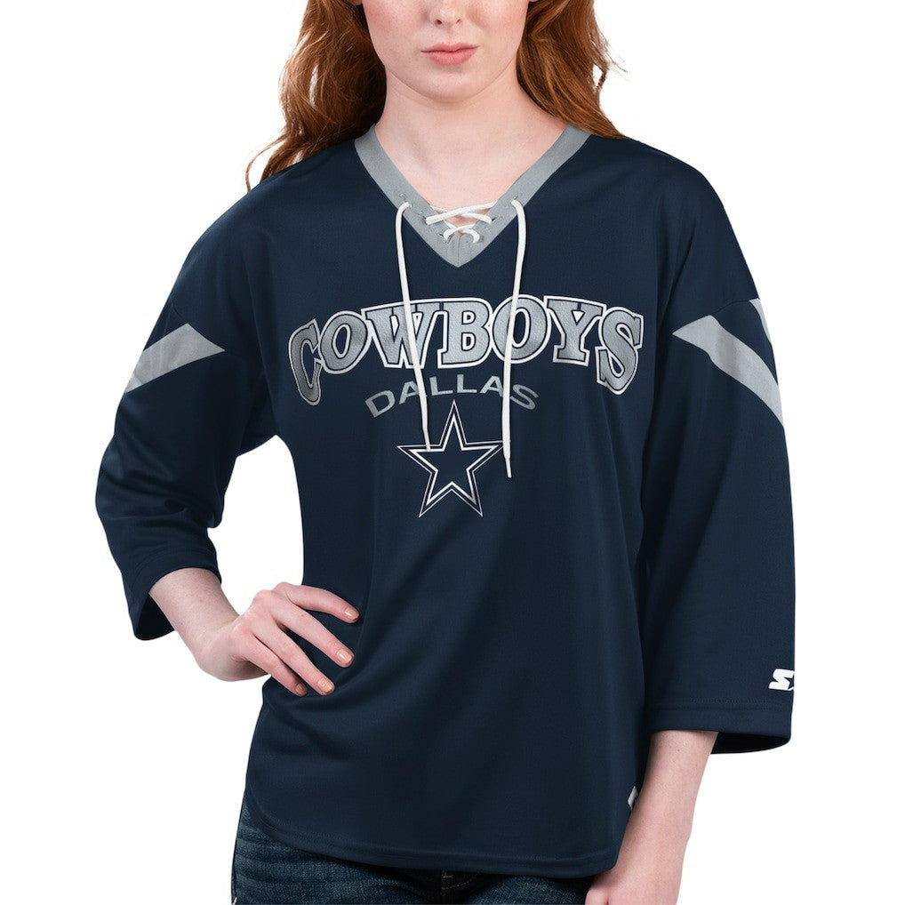 Starter Women's Rally Lace-Up 3/4-Sleeve T-Shirt - Dallas Cowboys T-shirts