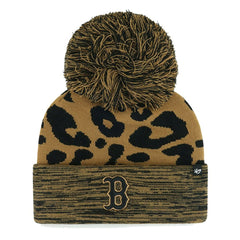 Boston Red Sox '47 Women's Leopard Rosette Cuffed Knit Hat with Pom