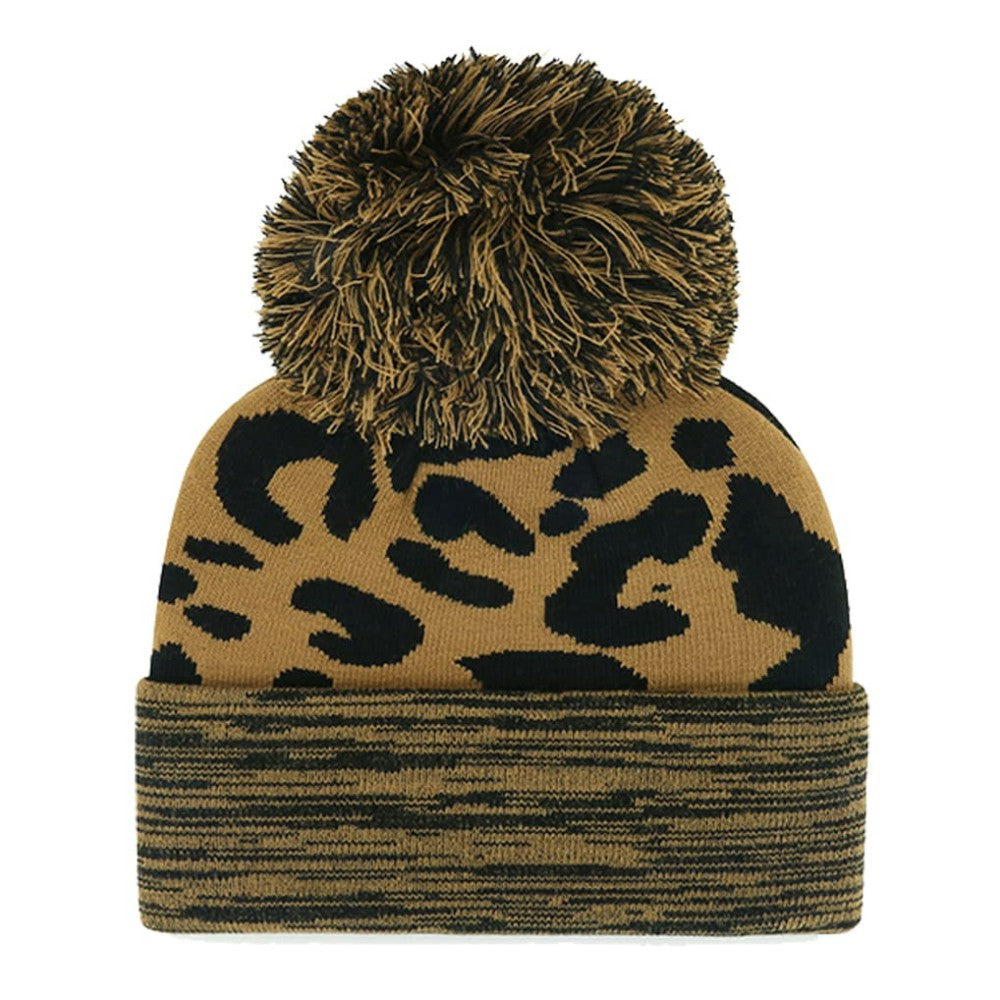 Boston Red Sox '47 Women's Leopard Rosette Cuffed Knit Hat with Pom