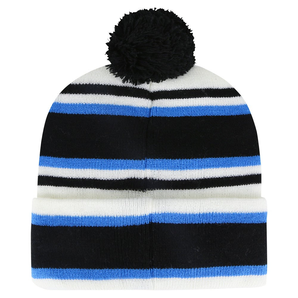 White/Black Miami Marlins '47 Youth Stripling Cuffed Knit Hat with Pom