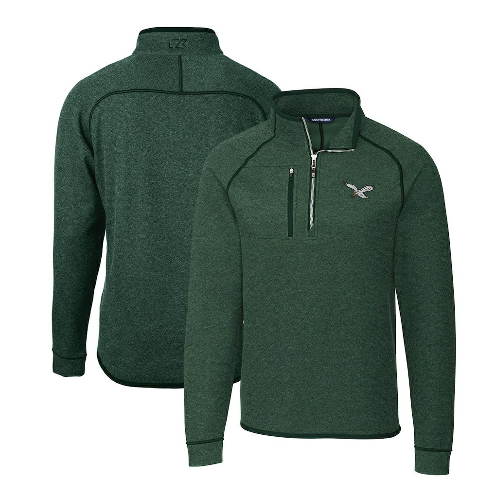 Cutter & Buck Gridiron Classics Big & Tall Mainsail Sweater-Knit Half-Zip Pullover Jacket - Philadelphia Eagles Pullover