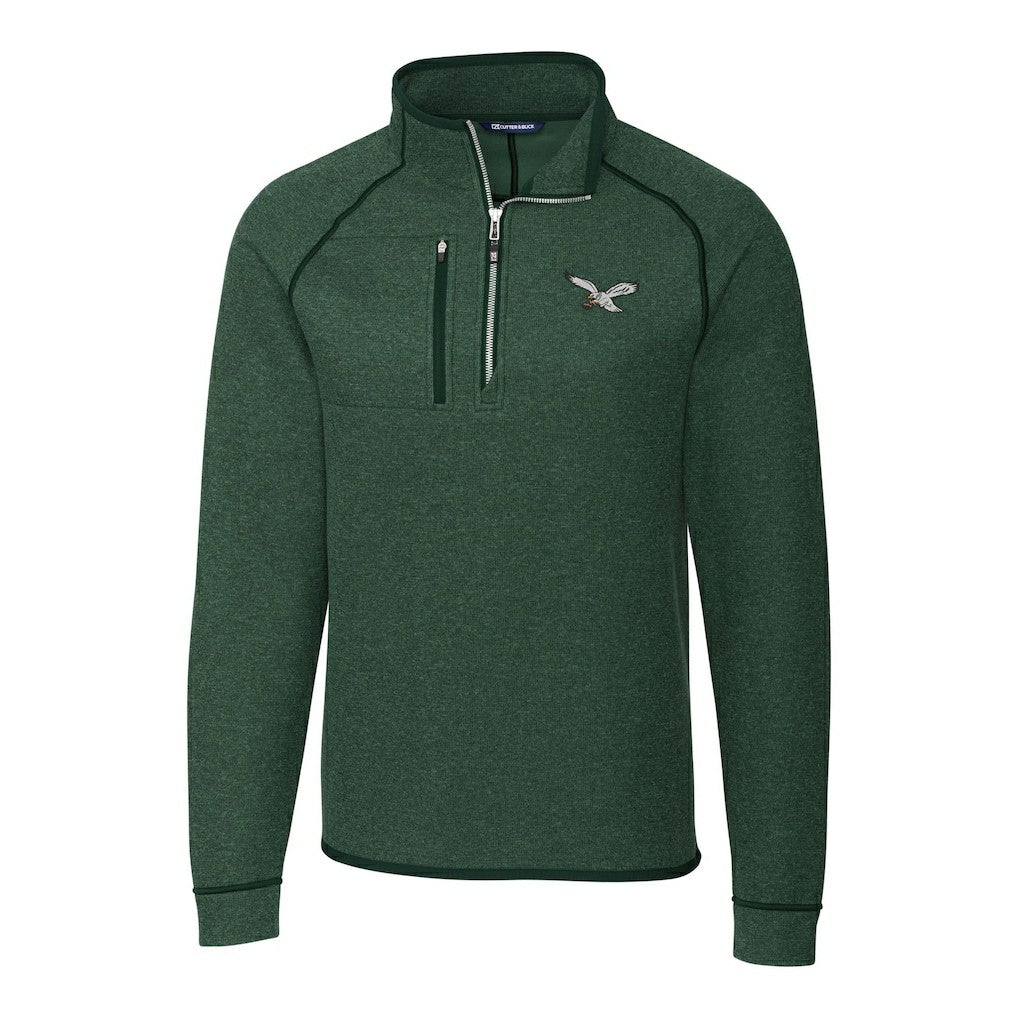 Cutter & Buck Gridiron Classics Big & Tall Mainsail Sweater-Knit Half-Zip Pullover Jacket - Philadelphia Eagles Pullover