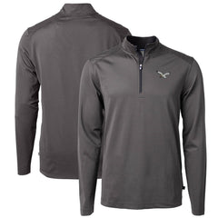 Cutter & Buck Gridiron Classics Big & Tall Virtue Eco Pique Micro Stripe Recycled Quarter-Zip Pullover Top - Philadelphia Eagles Pullover