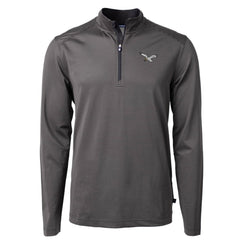 Cutter & Buck Gridiron Classics Big & Tall Virtue Eco Pique Micro Stripe Recycled Quarter-Zip Pullover Top - Philadelphia Eagles Pullover