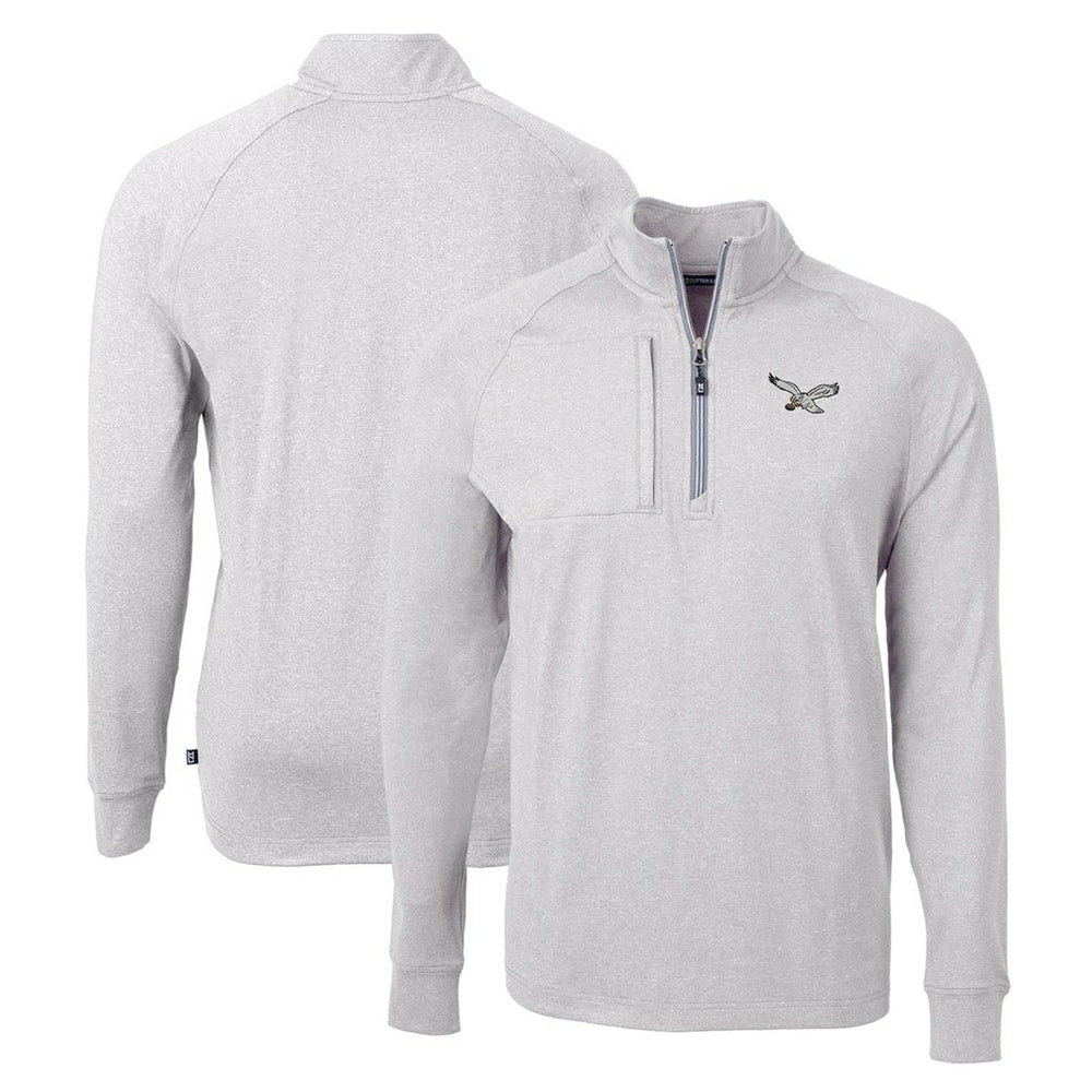 Cutter & Buck Gridiron Classics Big & Tall Adapt Eco Knit Heather Quarter-Zip Pullover Top - Philadelphia Eagles Pullover
