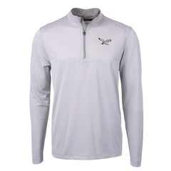 Cutter & Buck Gridiron Classics Big & Tall Virtue Eco Pique Micro Stripe Recycled Quarter-Zip Pullover Top - Philadelphia Eagles Pullover