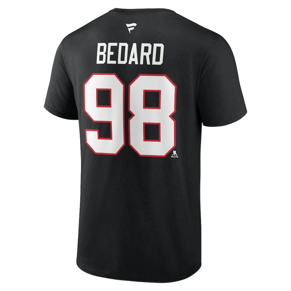 NHL Connor Bedard Chicago Blackhawks Fanatics Authentic Stack Name & Number T-Shirt
