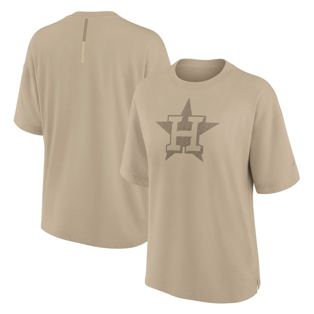 Khaki Houston Astros Fanatics Women's Oversized Elements T-Shirt