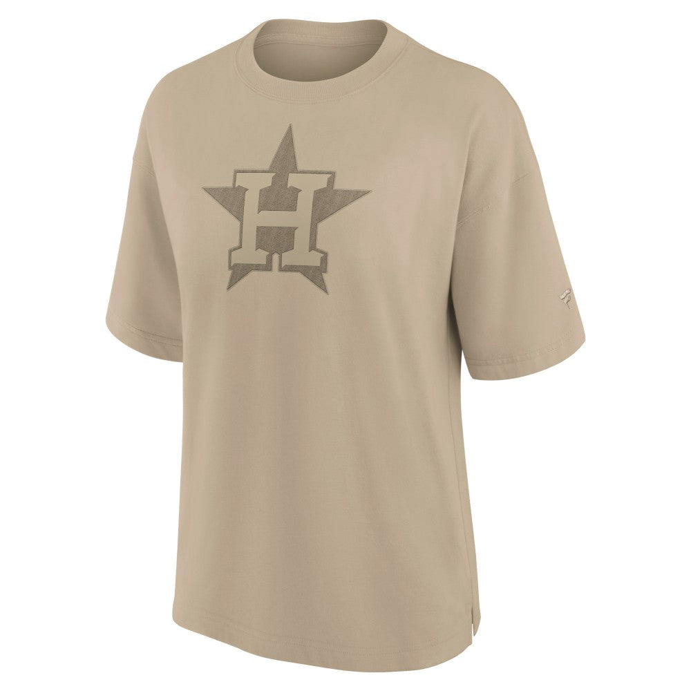 Khaki Houston Astros Fanatics Women's Oversized Elements T-Shirt
