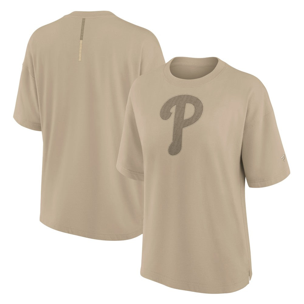 Khaki Philadelphia Phillies Fanatics Women's Oversized Elements T-Shirt