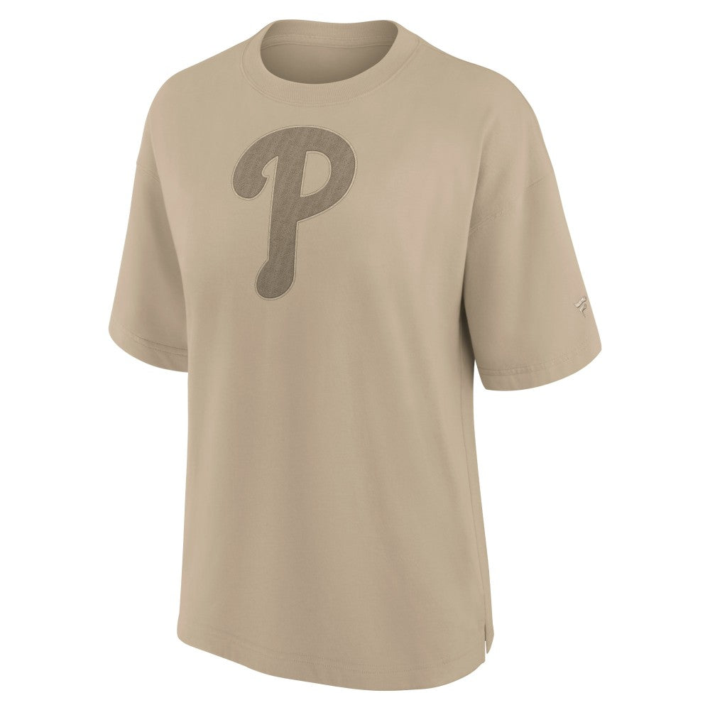 Khaki Philadelphia Phillies Fanatics Women's Oversized Elements T-Shirt
