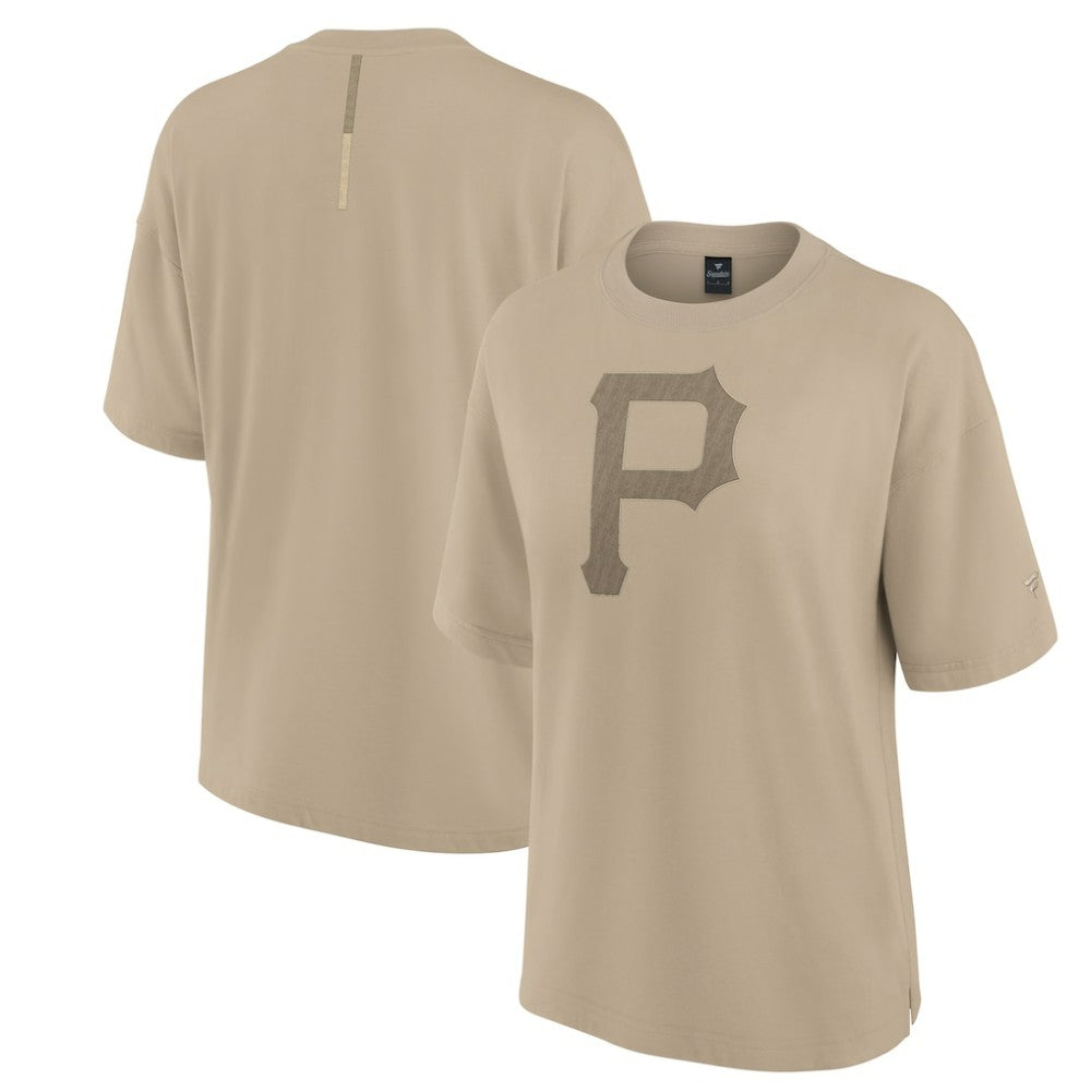 Khaki Pittsburgh Pirates Fanatics Women's Oversized Elements T-Shirt