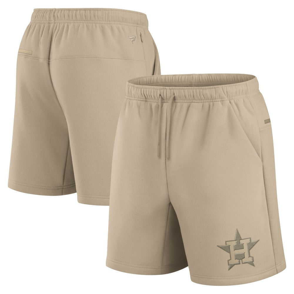 Khaki Houston Astros Fanatics Unisex Elements Super Soft Fleece Shorts