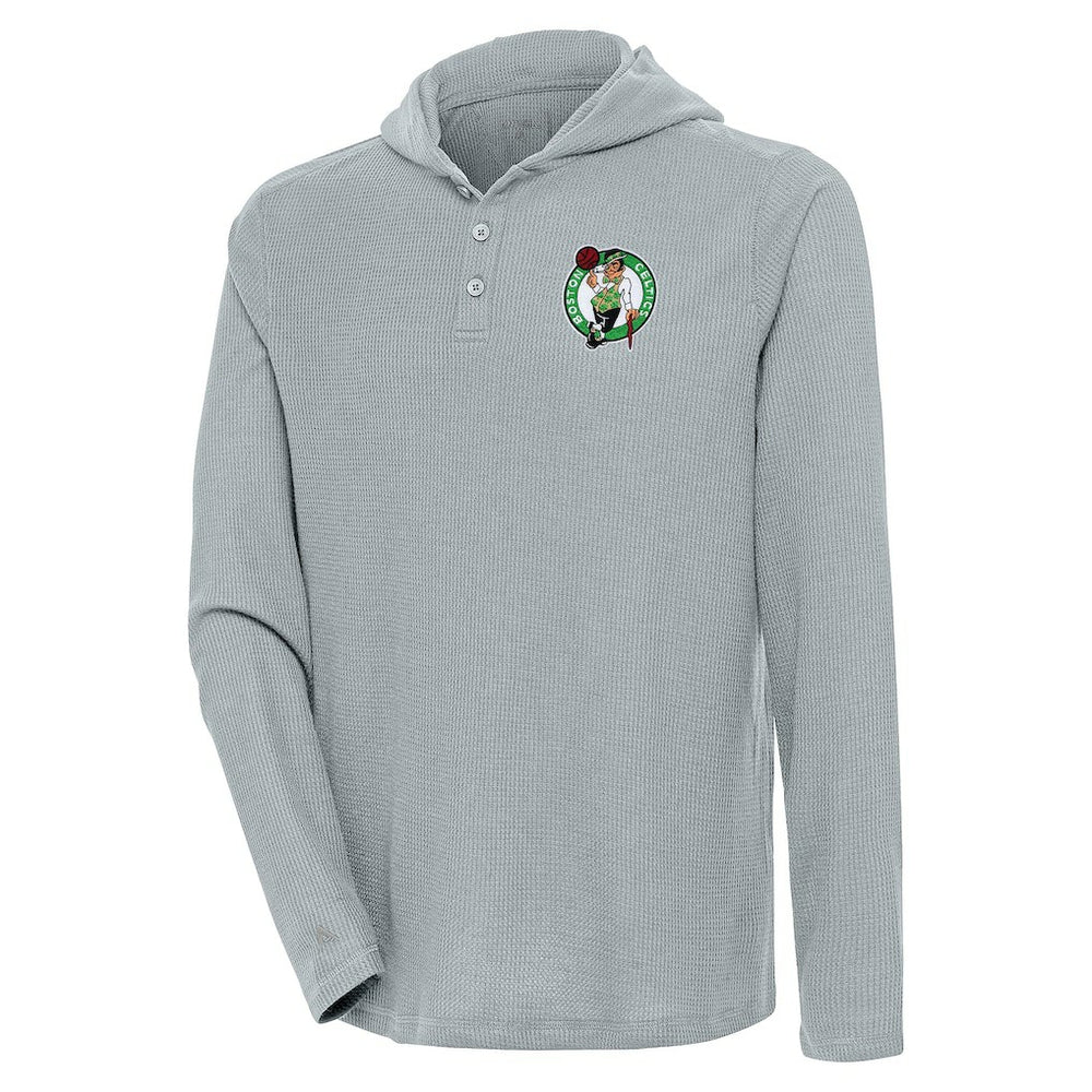Boston Celtics Antigua Strong Hold Long Sleeve Henley Hoodie T-Shirt