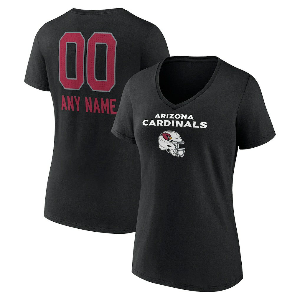 Women's Personalized Name & Number Team Wordmark V-Neck T-Shirt - Arizona Cardinals T-shirts