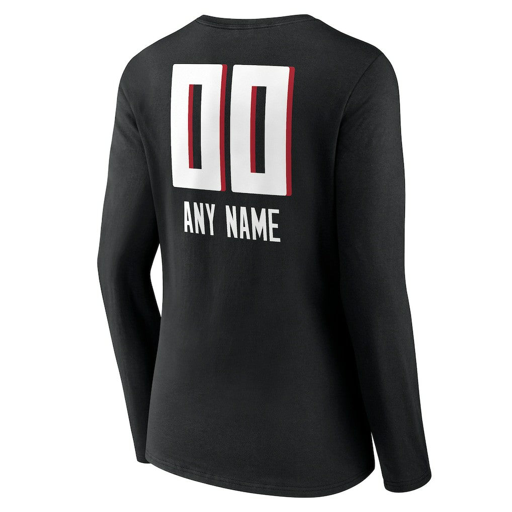 Women's Personalized Name & Number Team Wordmark Long Sleeve V-Neck T-Shirt - Atlanta Falcons T-shirts