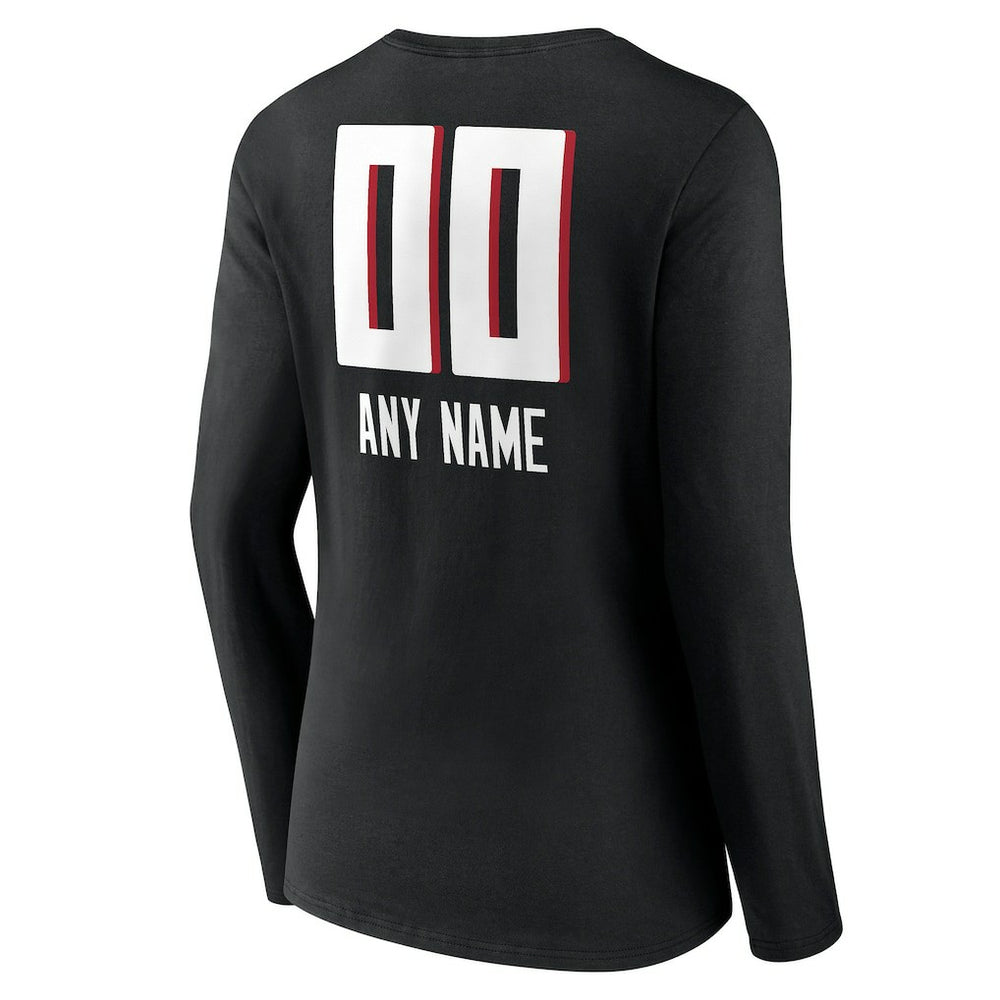 Women's Personalized Name & Number Team Wordmark Long Sleeve V-Neck T-Shirt - Atlanta Falcons T-shirts