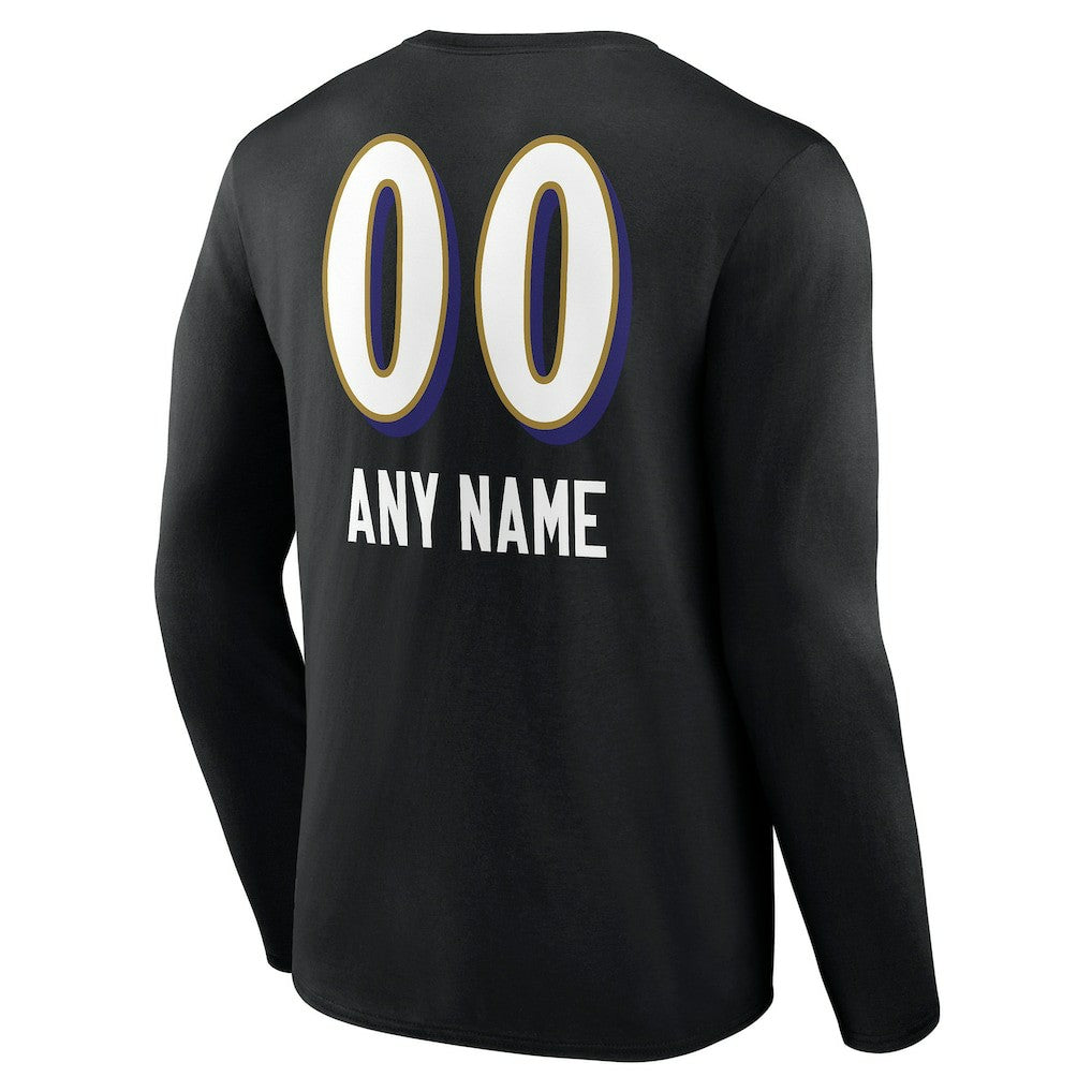 Personalized Name & Number Team Wordmark Long Sleeve T-Shirt - Baltimore Ravens T-shirts